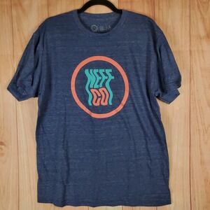 Neff T Shirt Mens Large Heather Navy Blue Graphic Print Wavy Logo Cotton Casual